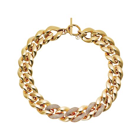 gold michael kors necklaces|michael kors chain link necklace.